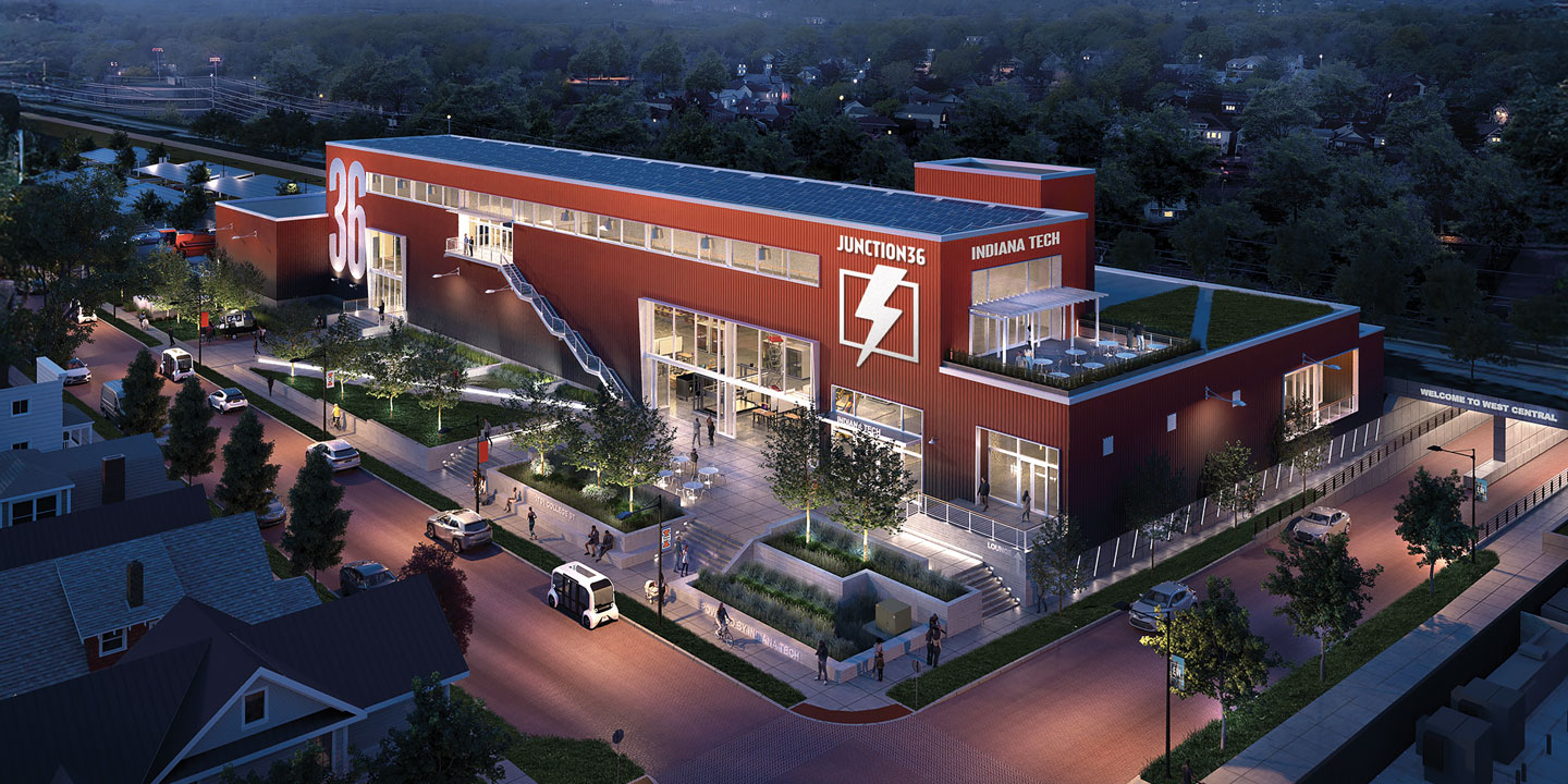 Render of Building 36 on the Electric Works Campus