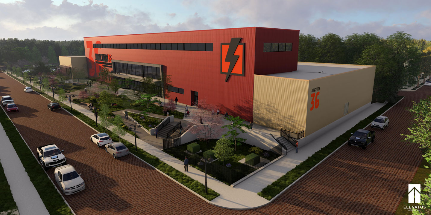 Render of Building 36 on the Electric Works Campus